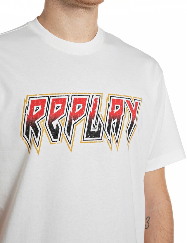 Replay T-Shirt mit Frontprint, reine Baumwolle