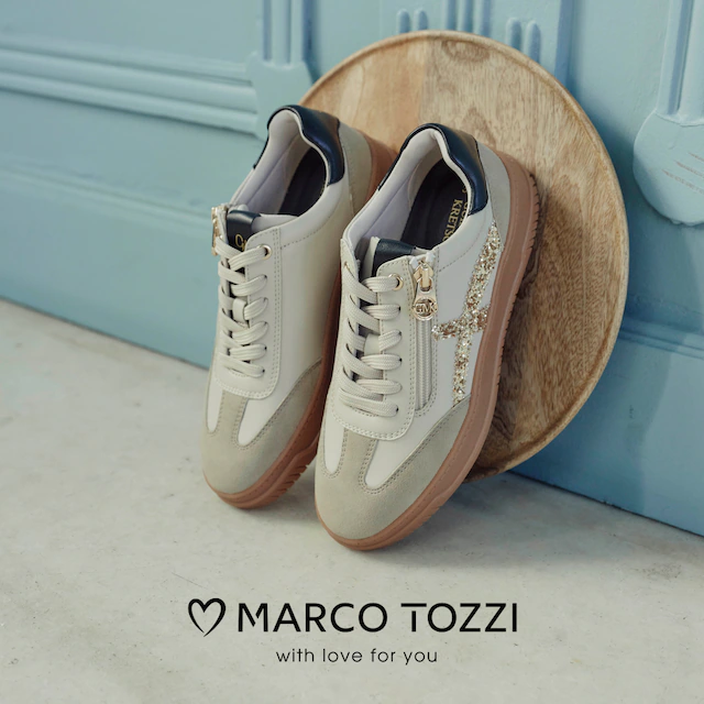 MARCO TOZZI by GMK Plateausneaker Freizeitschuh, Halbschuh, Schnürer mit Glitzerdetails