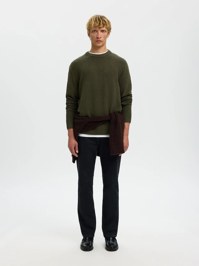 SELECTED Rundhalspullover »SLMALEX LS KNIT CREW NECK NOOS« Baumwollmischung, relaxed fit
