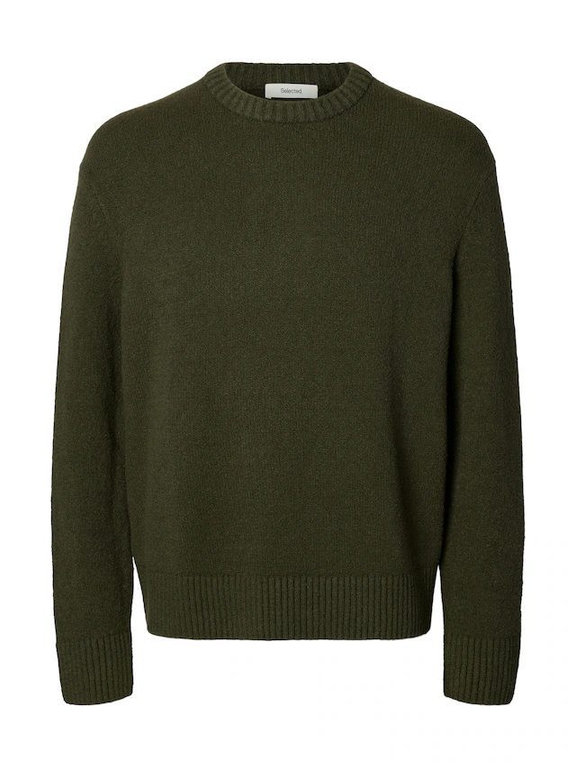 SELECTED Rundhalspullover »SLMALEX LS KNIT CREW NECK NOOS« Baumwollmischung, relaxed fit