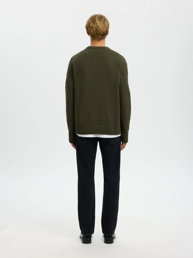 SELECTED Rundhalspullover »SLMALEX LS KNIT CREW NECK NOOS« Baumwollmischung, relaxed fit