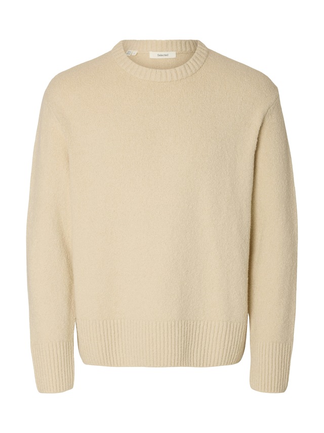 SELECTED Rundhalspullover »SLMALEX LS KNIT CREW NECK NOOS« Baumwollmischung, relaxed fit