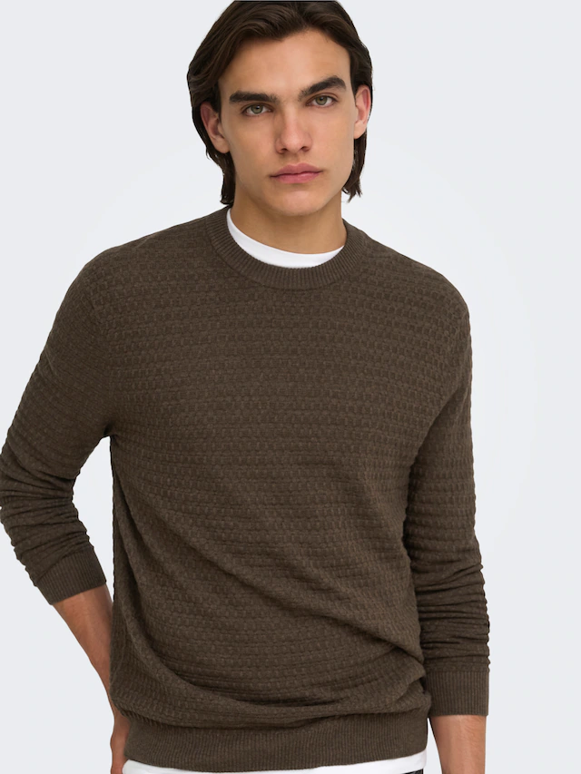 ONLY & SONS Rundhalspullover »ONSLOUI LS STRUCTURE CREW REG NOOS« Baumwollmischung, regular fit
