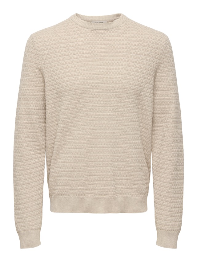 ONLY & SONS Rundhalspullover »ONSLOUI LS STRUCTURE CREW REG NOOS« Baumwollmischung, regular fit