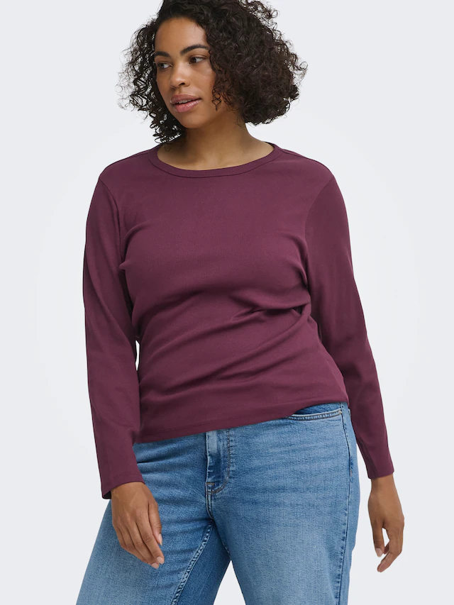 ONLY CARMAKOMA Langarmshirt »CARVAL L/S O-NECK TOP JRS NOOS« Baumwollmischung, regular fit