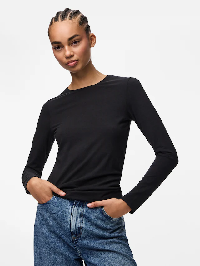 pieces Langarmshirt »PCSIRENE LS TEE JRS NOOS« Baumwollmischung, slim fit
