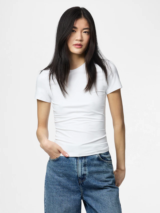 pieces Kurzarmshirt »PCLULA SS TEE JRS NOOS« Materialmix