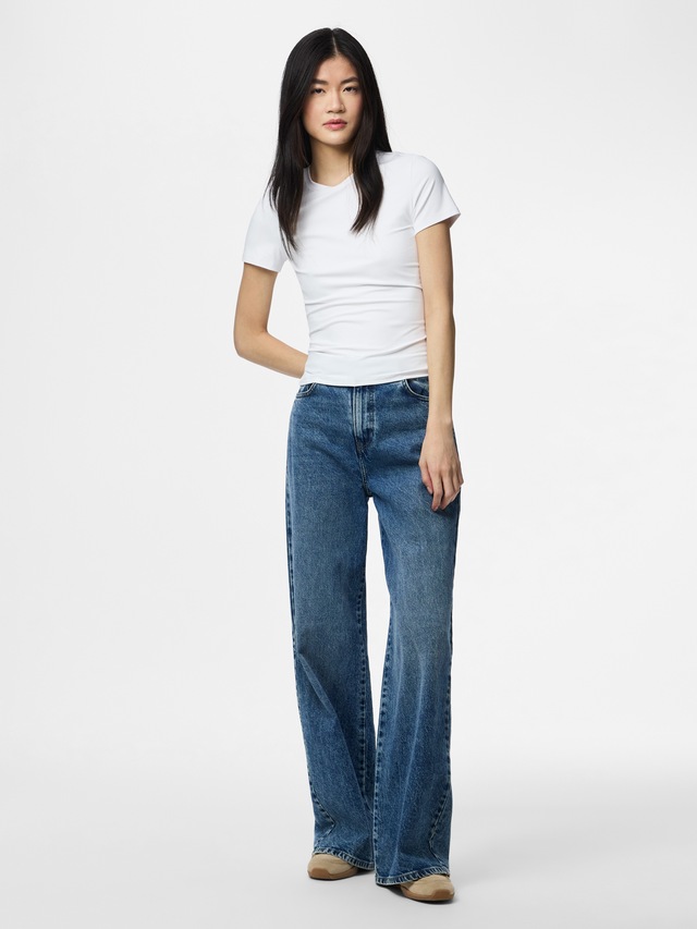 pieces Kurzarmshirt »PCLULA SS TEE JRS NOOS« Materialmix