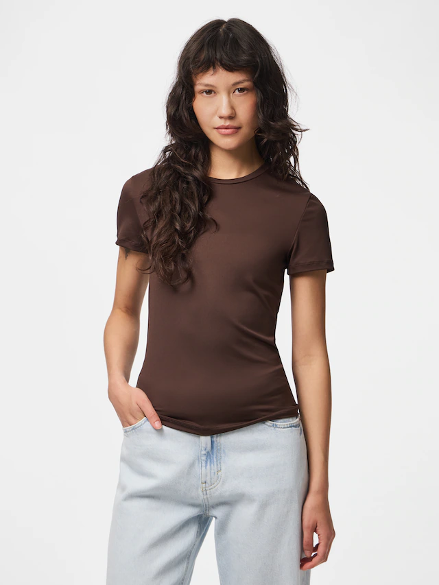 pieces Kurzarmshirt »PCLULA SS TEE JRS NOOS« Materialmix