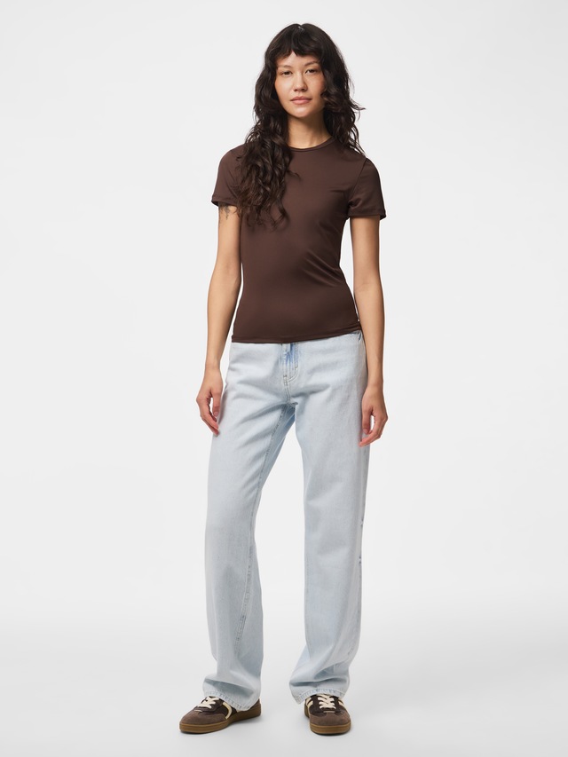 pieces Kurzarmshirt »PCLULA SS TEE JRS NOOS« Materialmix