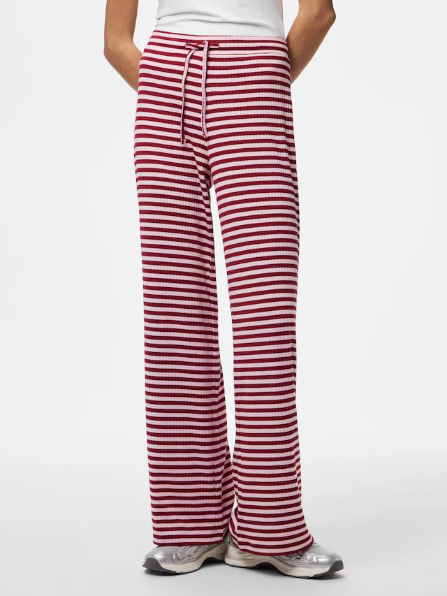 pieces Jerseyhose »PCLAYA MW WIDE PANTS JRS NOOS« Materialmix, regular fit