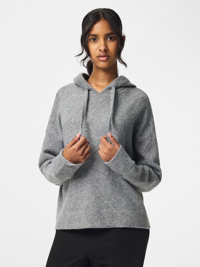 pieces Kapuzenpullover »PCMALOU LS KNIT HOODIE NOOS BC« Materialmix, mit Wolle und Stretch, slim fit