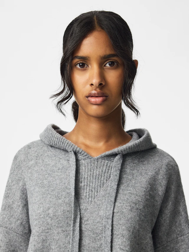 pieces Kapuzenpullover »PCMALOU LS KNIT HOODIE NOOS BC« Materialmix, mit Wolle und Stretch, slim fit