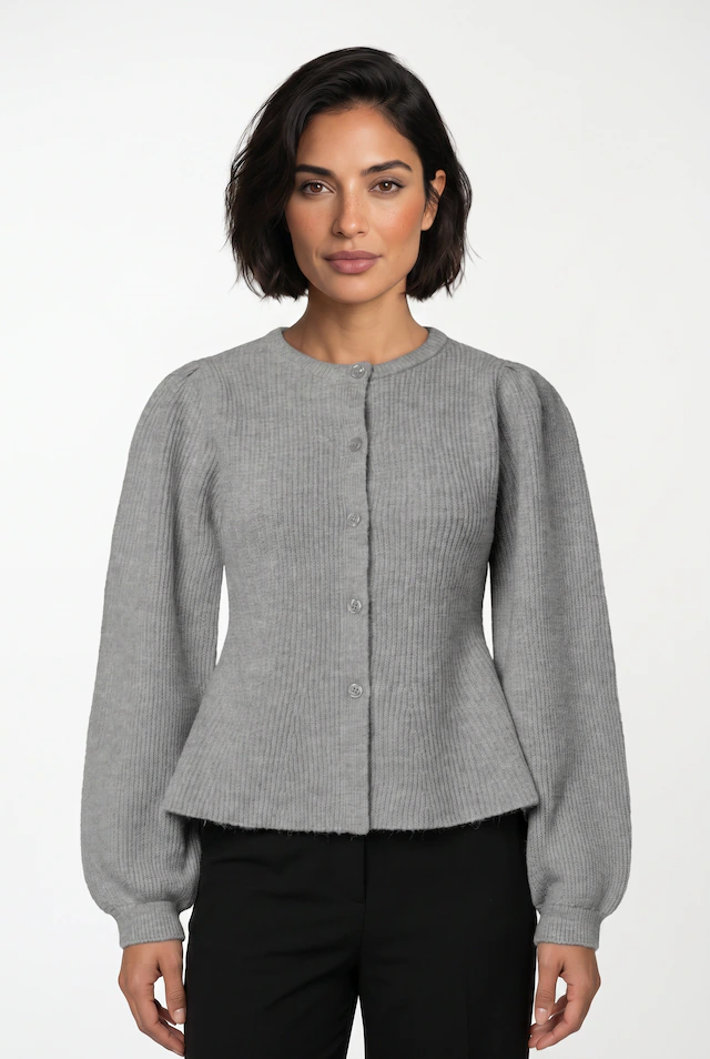 pieces Strickjacke »PCSILLY LS PUFF KNIT CARDIGAN NOOS BC« Materialmix