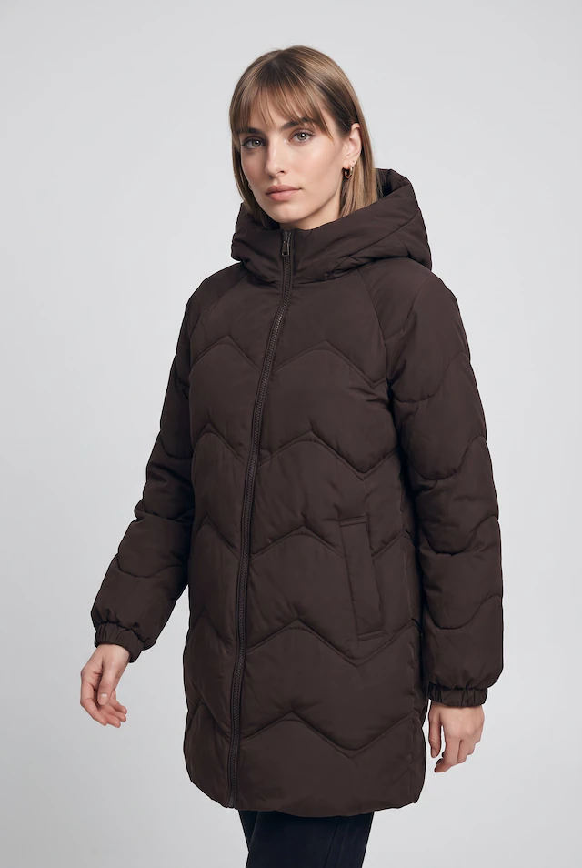 JDY Steppjacke »JDYPOWER LONG HOOD PUFFER OTW HAB« mit Kapuze Kunstfaser