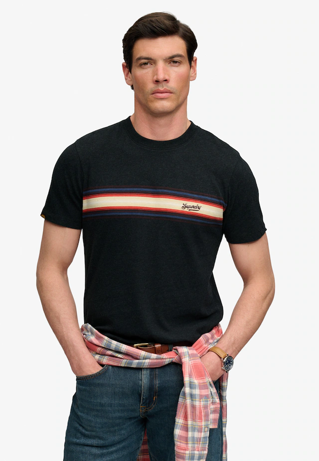Superdry Rundhalsshirt »OUTDOOR STRIPE LOGO RLXD TEE« Baumwolle, relaxed fit