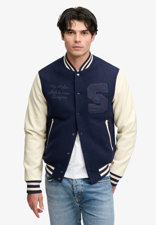 Superdry Collegejacke »VINTAGE PATCHED VARSITY JKT« Materialmix, relaxed fit