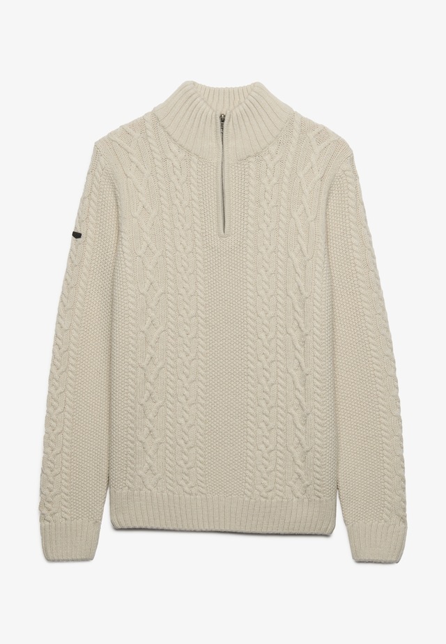 Superdry Strickpullover »JACOB CABLE HALF ZIP KNIT« Materialmix, slim fit
