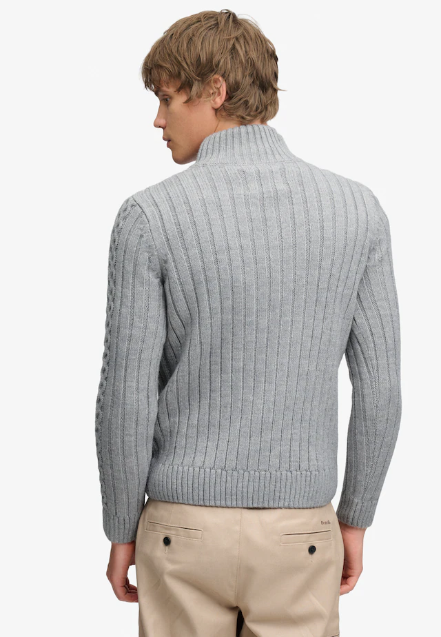 Superdry Strickpullover »JACOB CABLE HALF ZIP KNIT« Materialmix, slim fit