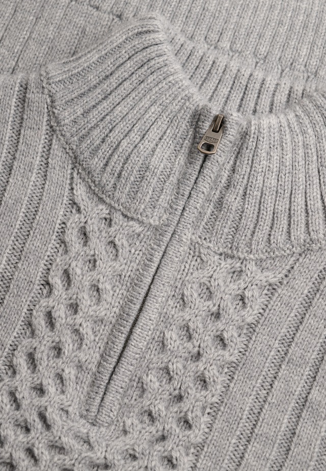 Superdry Strickpullover »JACOB CABLE HALF ZIP KNIT« Materialmix, slim fit