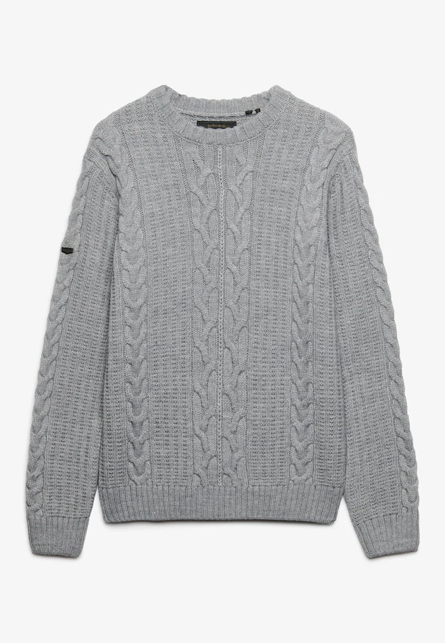 Superdry Rundhalspullover »JACOB CABLE JUMPER« Materialmix, regular fit