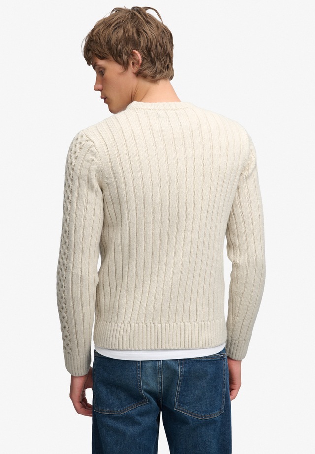 Superdry Rundhalspullover »JACOB CABLE JUMPER« Materialmix, regular fit