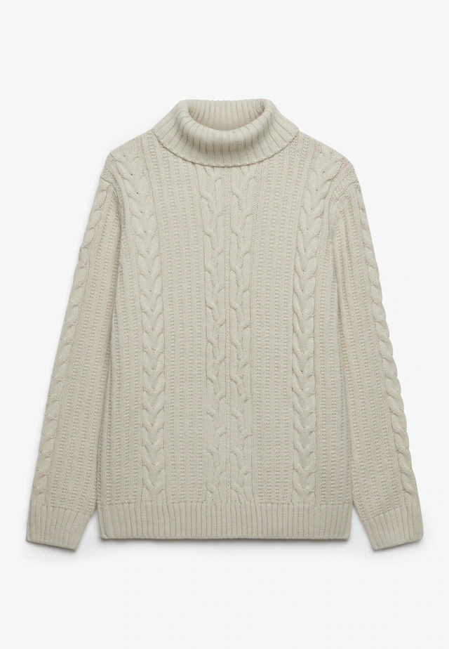 Superdry Rollkragenpullover »JACOB CABLE ROLL NECK JUMPER« Materialmix, relaxed fit