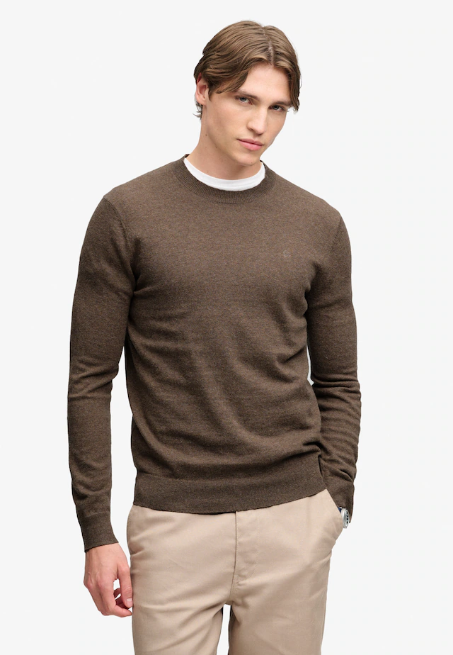 Superdry Rundhalspullover »ESSENTIAL LW WOOL BLEND JUMPER« Baumwollmischung, slim fit