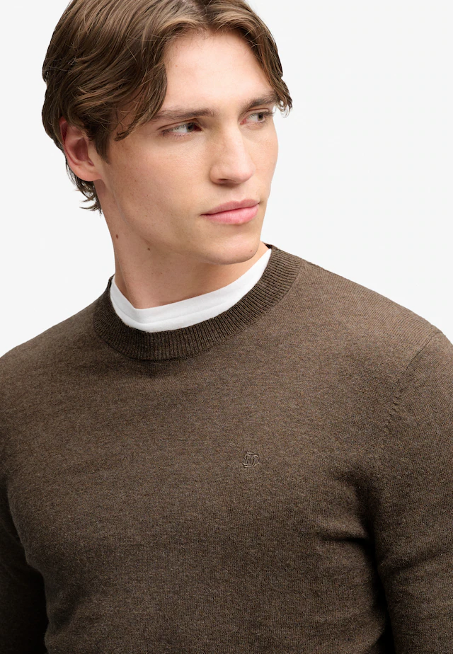 Superdry Rundhalspullover »ESSENTIAL LW WOOL BLEND JUMPER« Baumwollmischung, slim fit