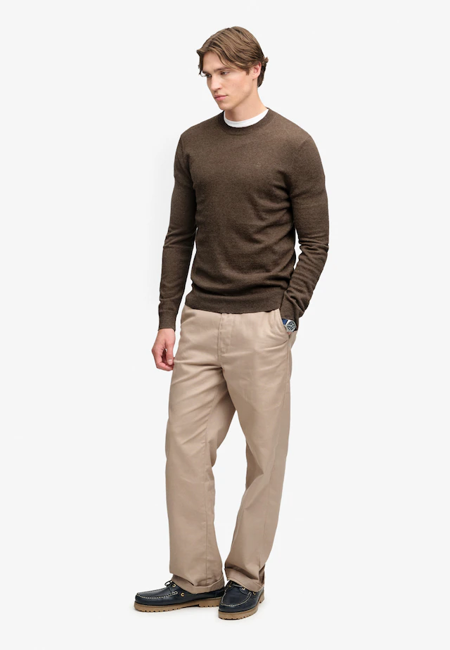 Superdry Rundhalspullover »ESSENTIAL LW WOOL BLEND JUMPER« Baumwollmischung, slim fit