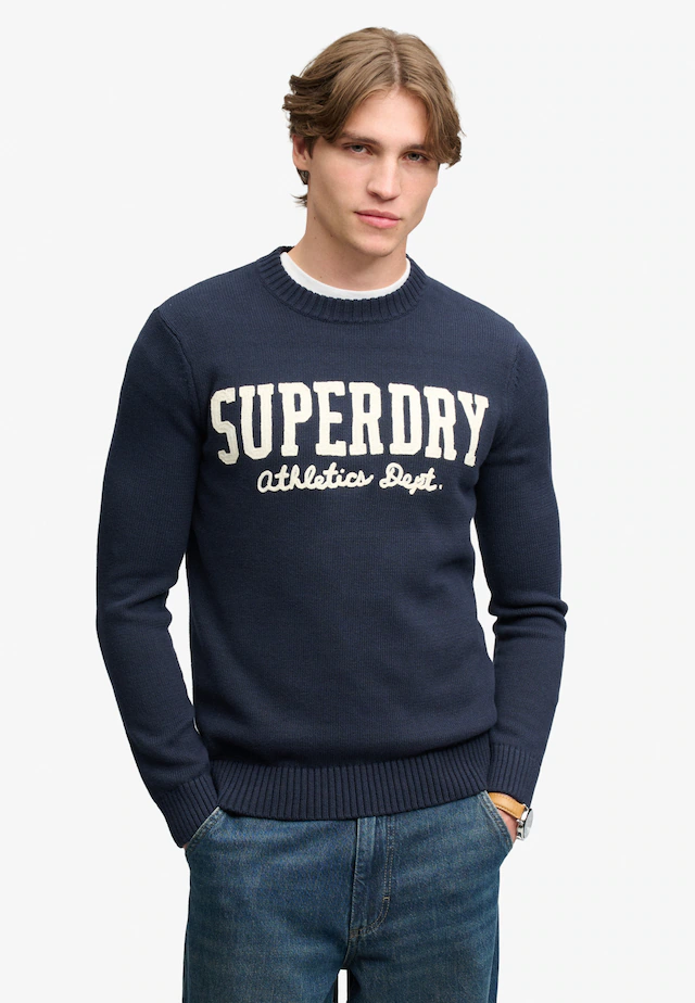 Superdry Rundhalspullover »APPLIQUE GRAPHIC JUMPER« Baumwolle, slim fit