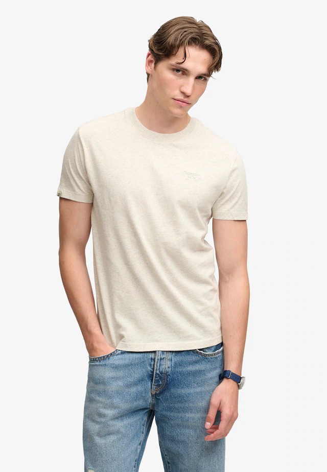 Superdry Rundhalsshirt »ESSENTIAL SERIF LOGO EMB TEE« Baumwolle, regular fit Superdry Rundhalsshirt »ESSENTIAL SERIF LOGO EMB TEE« Baumwolle, regular fit