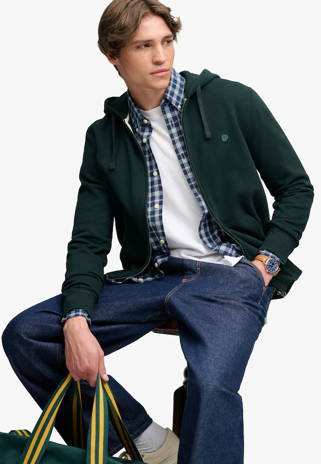 Superdry Kapuzensweatjacke »ESSENTIAL SDCO LOGO ZIPHOOD« Baumwollmischung, regular fit