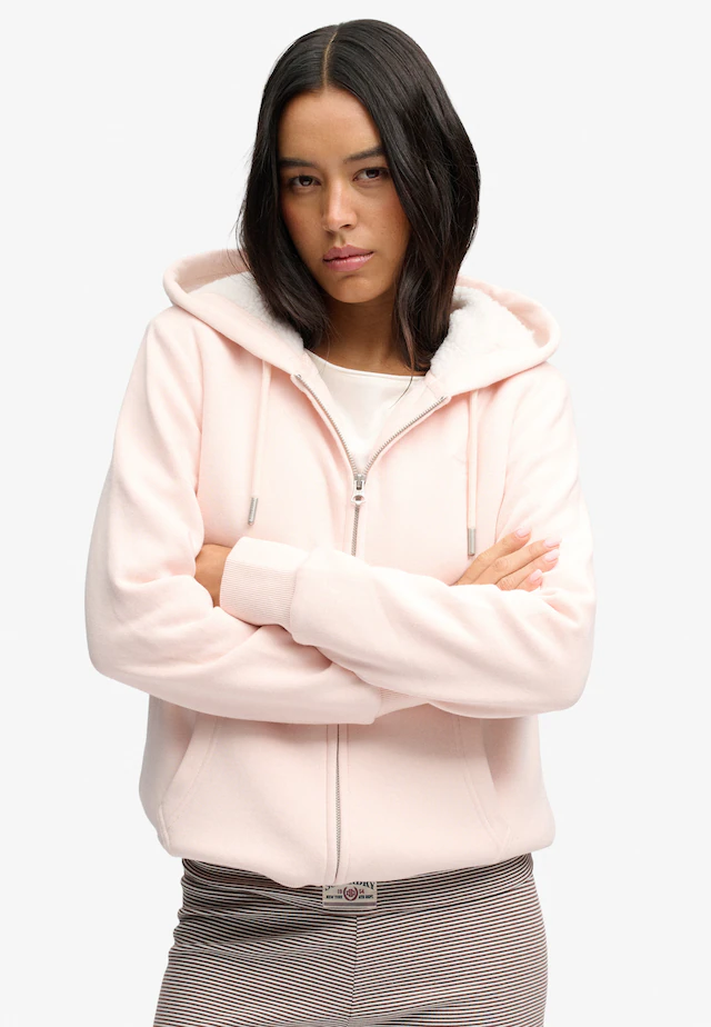 Superdry Kapuzensweatjacke »SIGNATURE EMB BORG ZIPHOOD« Baumwollmischung, relaxed fit