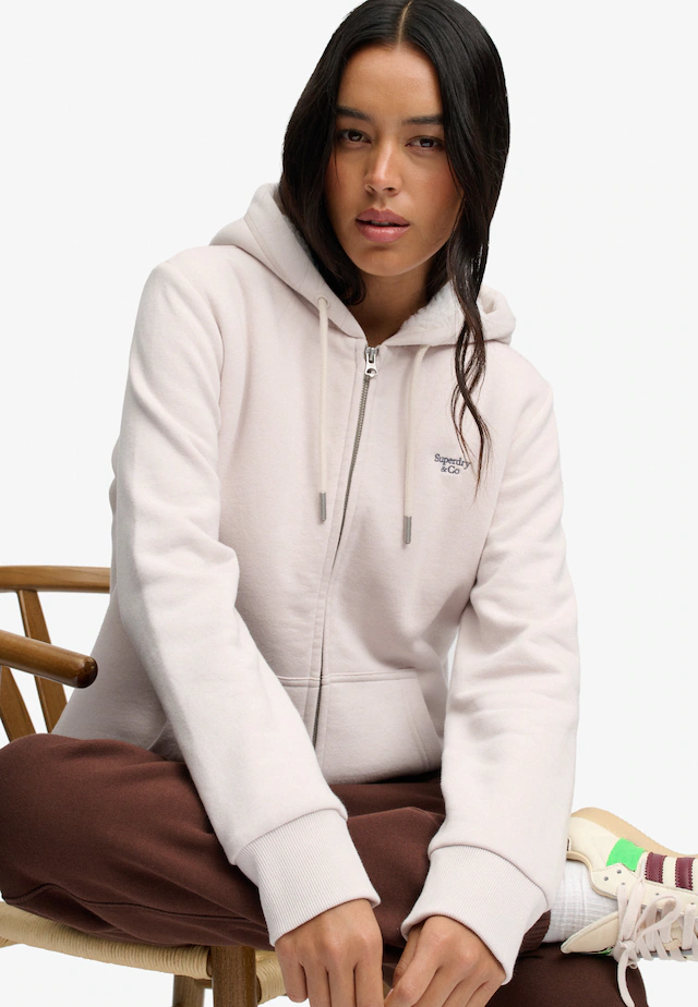Superdry Kapuzensweatjacke »SIGNATURE EMB BORG ZIPHOOD« Baumwollmischung, relaxed fit