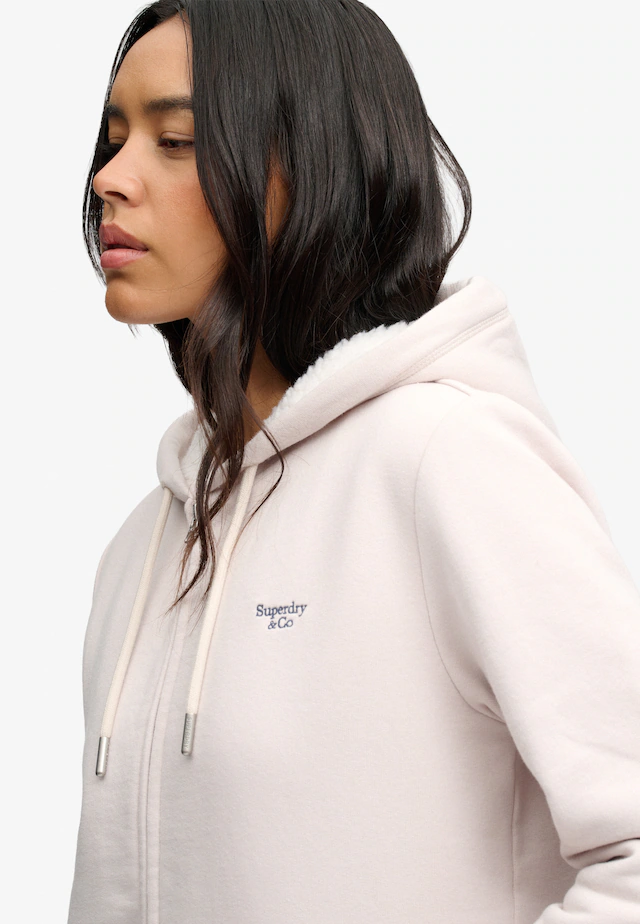 Superdry Kapuzensweatjacke »SIGNATURE EMB BORG ZIPHOOD« Baumwollmischung, relaxed fit
