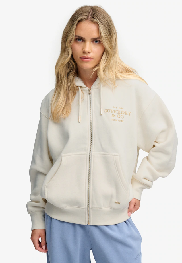 Superdry Kapuzensweatjacke »LUXE FUR LINED ZIPHOOD« Baumwollmischung, relaxed fit