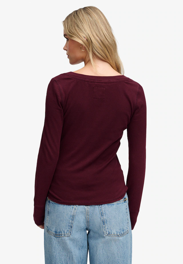 Superdry Henleyshirt »ATHLETIC BUTTON DOWN LS TOP« Baumwollmischung, skinny fit