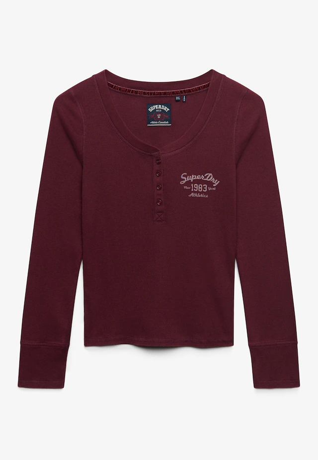 Superdry Henleyshirt »ATHLETIC BUTTON DOWN LS TOP« Baumwollmischung, skinny fit