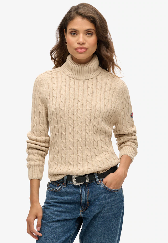 Superdry Rollkragenpullover »SLOUCHY CABLE ROLL NECK« Baumwolle, loose fit