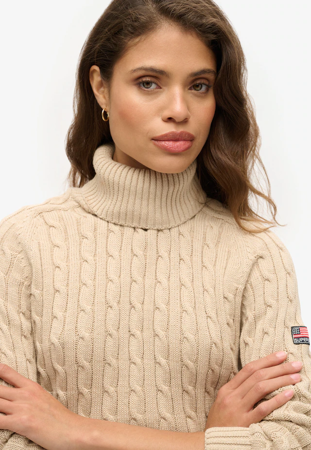 Superdry Rollkragenpullover »SLOUCHY CABLE ROLL NECK« Baumwolle, loose fit