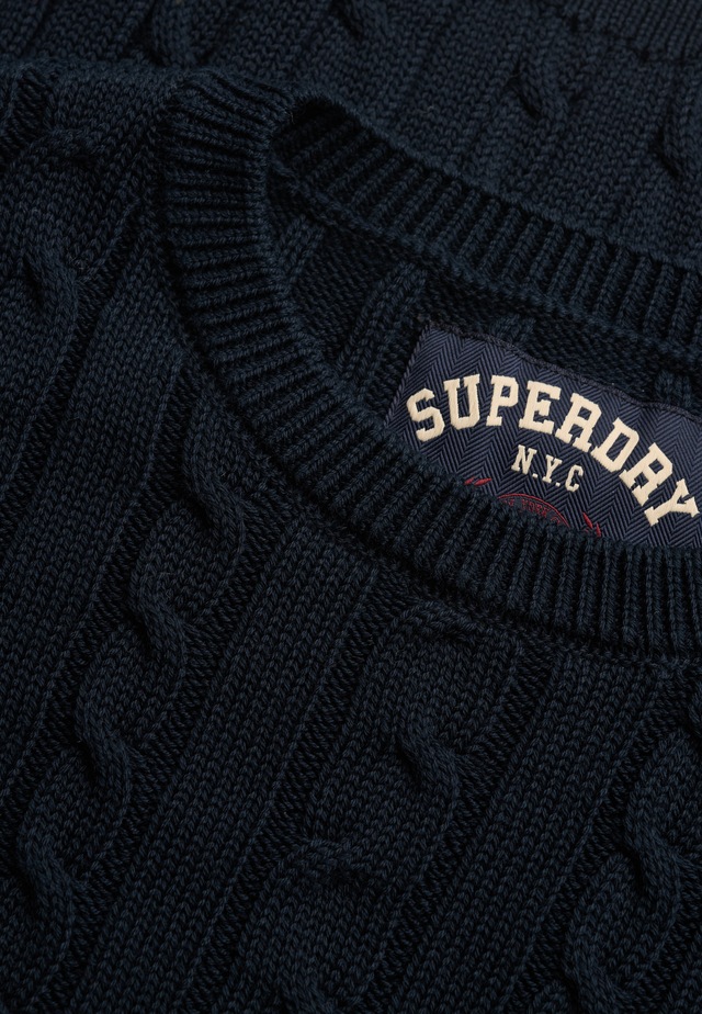 Superdry Strickpullover »ESSENTIALS SD&CO CABLE JUMPER« Kunstfaser, relaxed fit