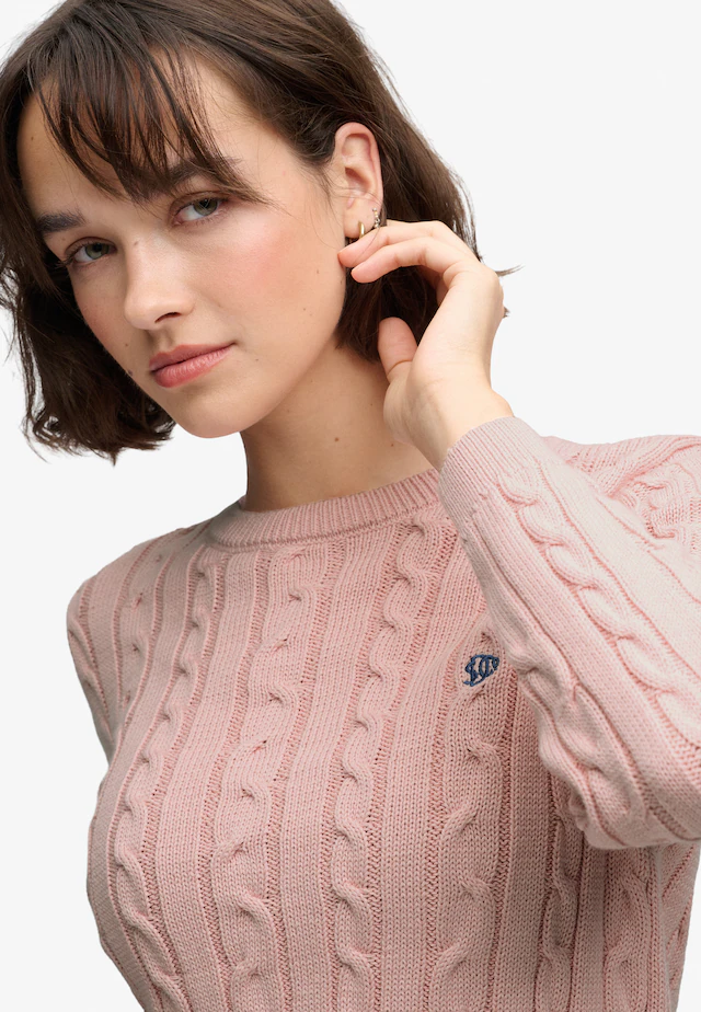 Superdry Strickpullover »ESSENTIALS SD&CO CABLE JUMPER« Kunstfaser, relaxed fit