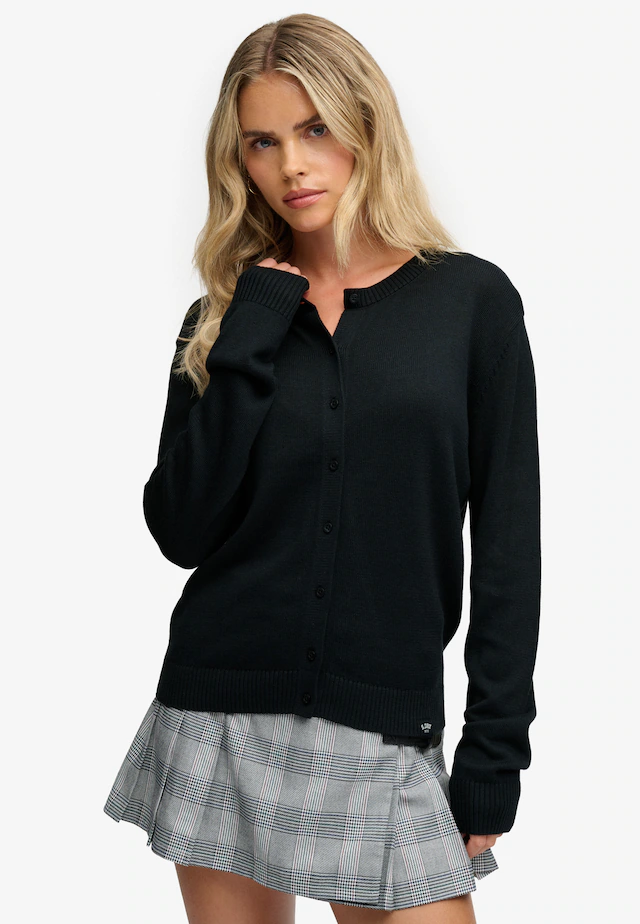 Superdry Strickjacke »ESSENTIAL SLOUCHY CREW CARDI« Baumwollmischung