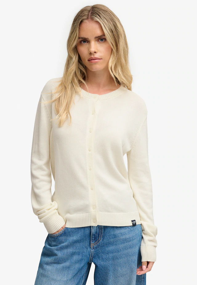 Superdry Strickjacke »ESSENTIAL SLOUCHY CREW CARDI« Baumwollmischung
