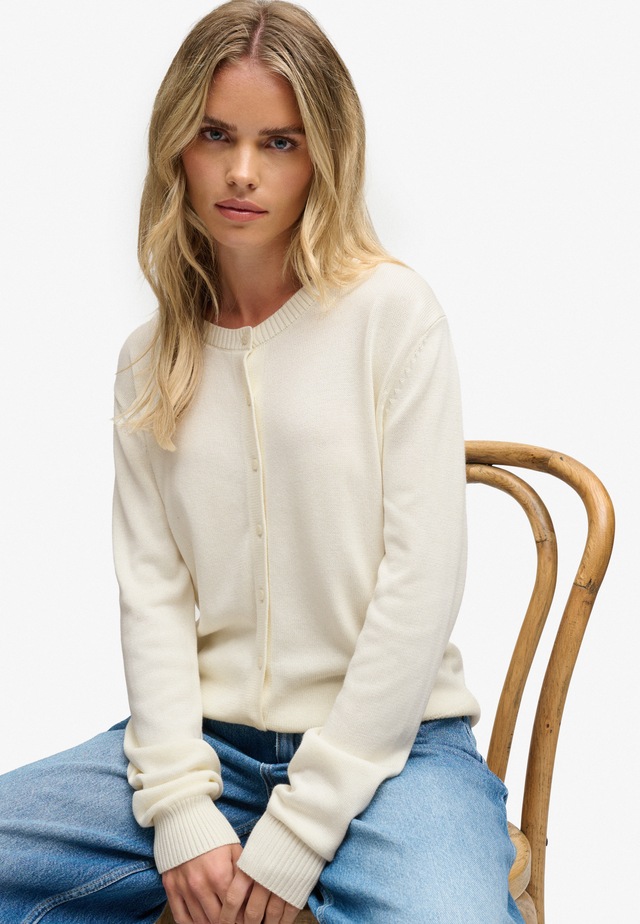 Superdry Strickjacke »ESSENTIAL SLOUCHY CREW CARDI« Baumwollmischung
