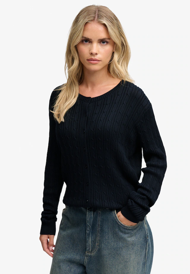 Superdry Strickjacke »SLOUCHY CABLE CARDIGAN« Baumwollmischung