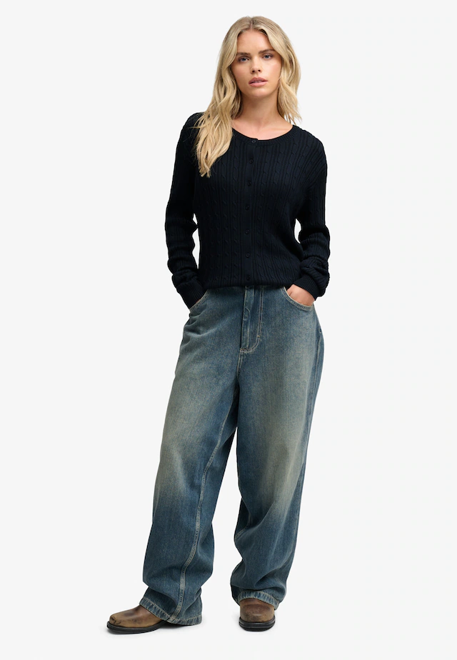Superdry Strickjacke »SLOUCHY CABLE CARDIGAN« Baumwollmischung