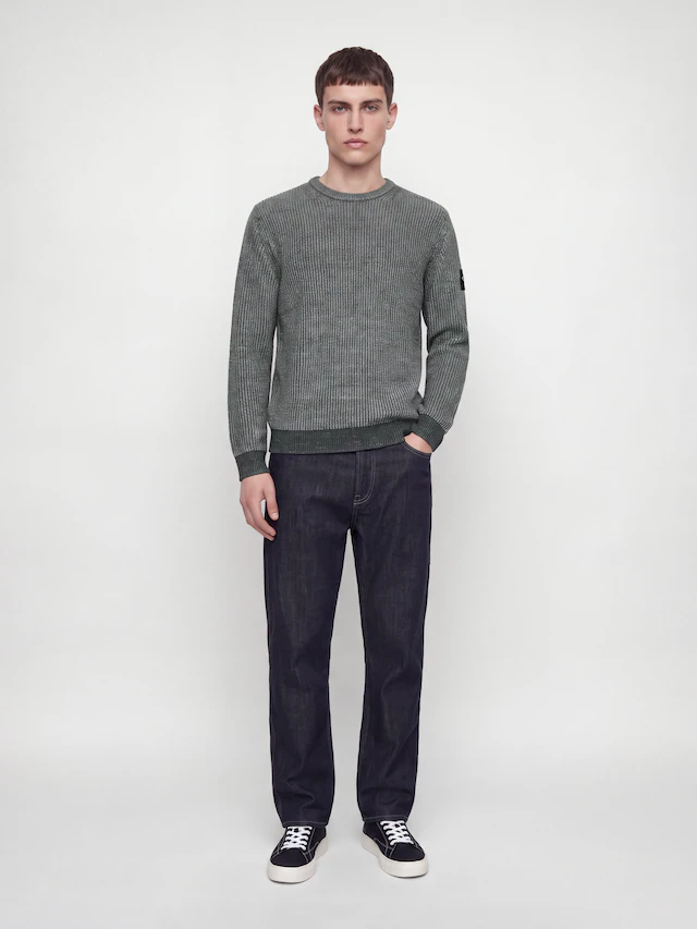 Jack & Jones Rundhalspullover »JJCLEVELAND KNIT CREW NECK« Materialmix, normal geschnitten