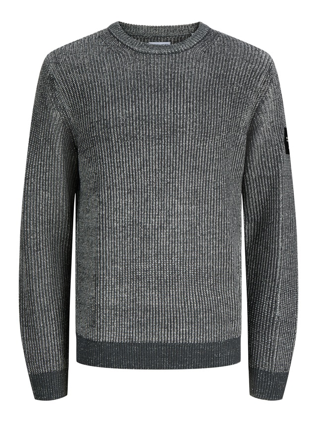 Jack & Jones Rundhalspullover »JJCLEVELAND KNIT CREW NECK« Materialmix, normal geschnitten